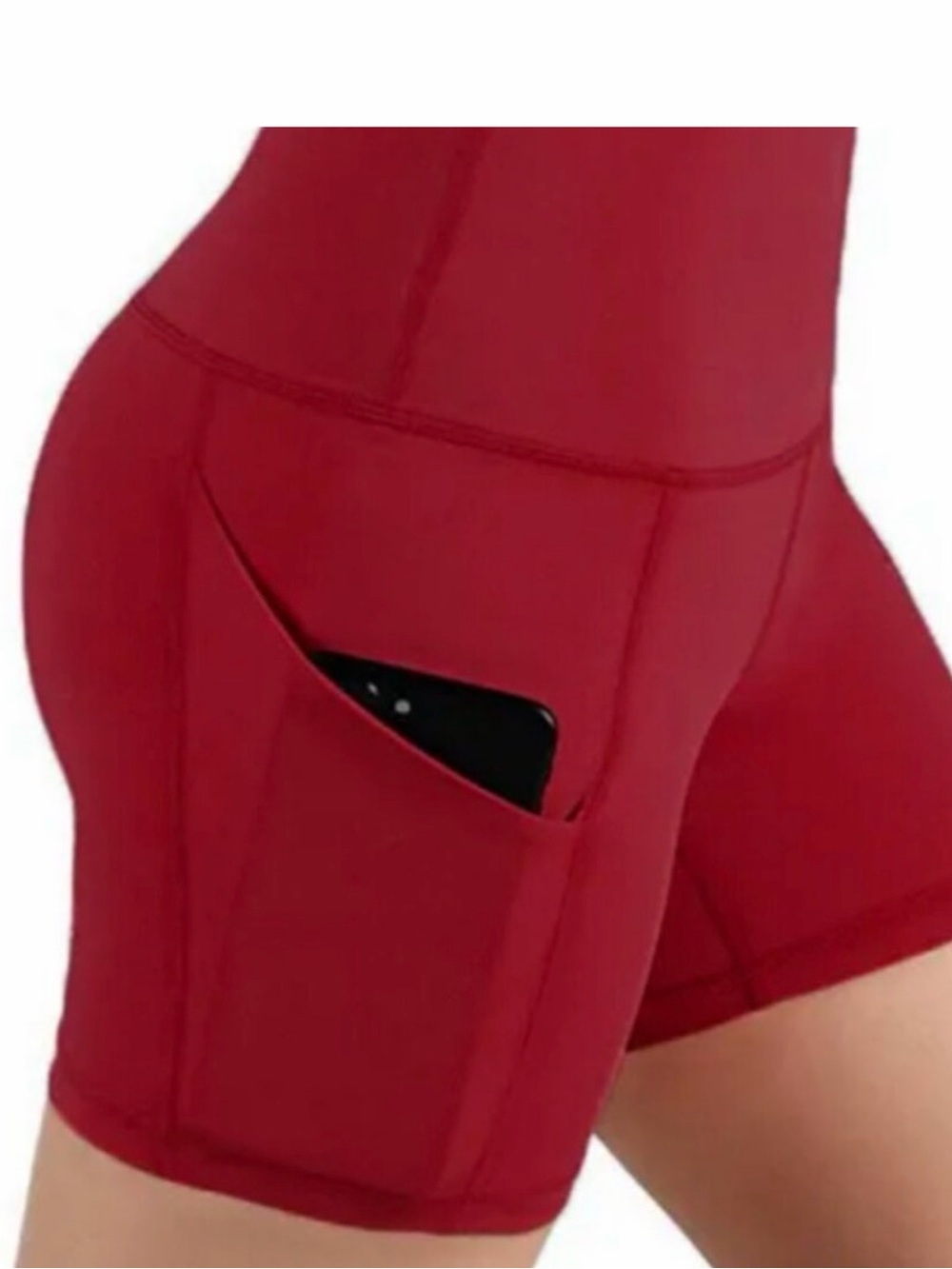 High-Waist Red Women’s Athletic Shorts with Side Pocket New in Package XXL